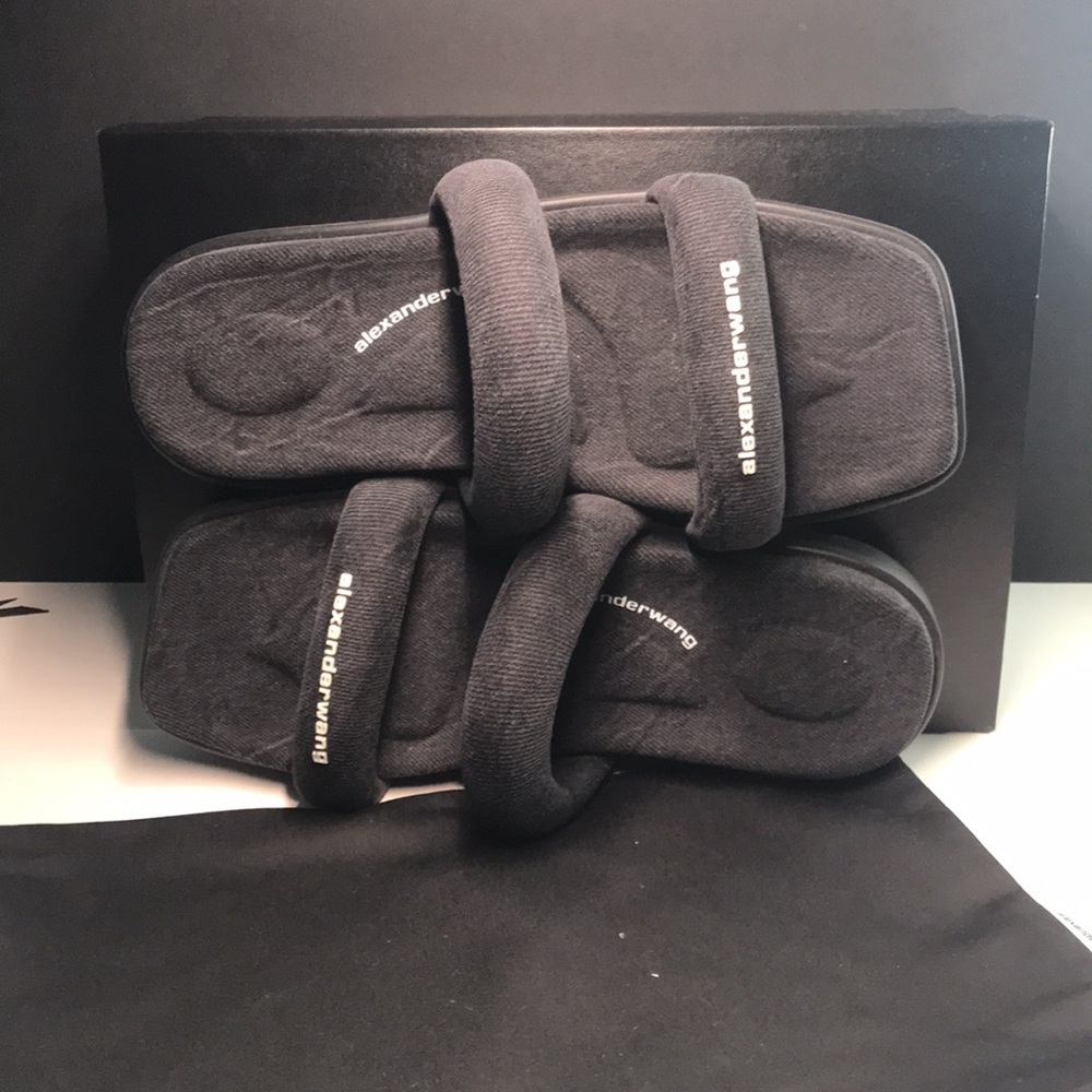 New Authentic Alexander Wang iconic Jay Denim  Platform Slide Sandals